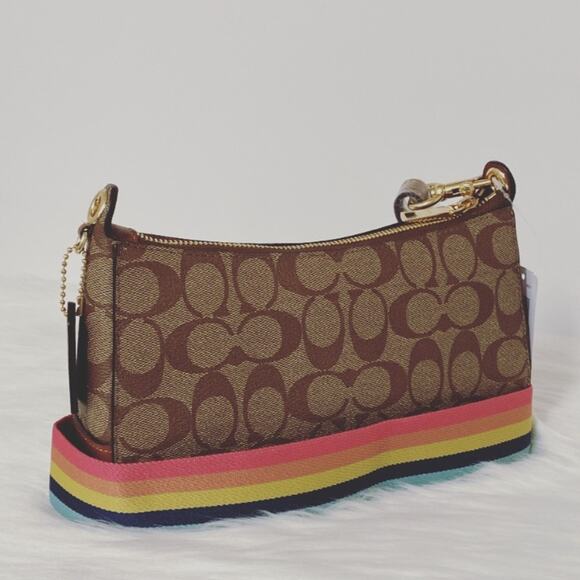 New Coach Jes Baguette In Signature Canvas With Coach Radial Rainbow - Picture 8 of 10